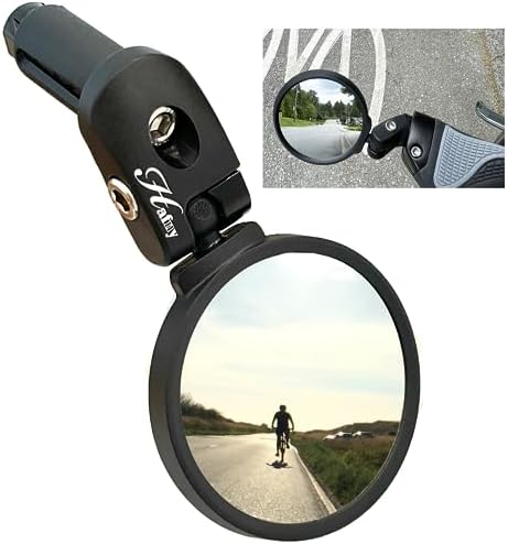 Hafny Bike Mirror, Bike Bar End Mirror, Unbreakable Stainless Steel Lens, Safe Adjustable Rearview Mirror, Cycle, E-bike, HF-MR083/HF-M851-FR03 (Black 62mm Dia)