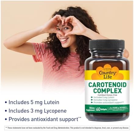 Country Life Carotenoid Complex with Lutein and Lycopene, 60 Softgels | Antioxidant support with beta-carotene