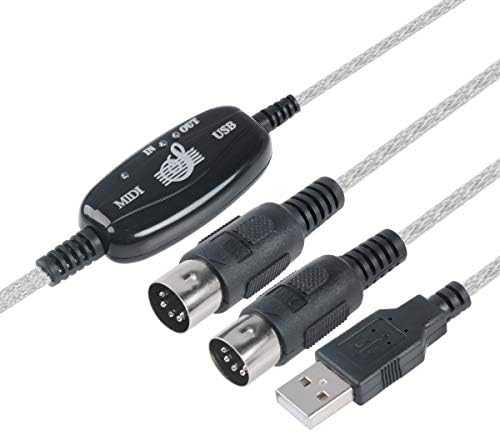 TENINYU USB to MIDI Cable Converter 2 in 1 PC to Synthesizer Music Studio Keyboard Interface Wire Plug Controller Adapter Cord 16 Channels Supports