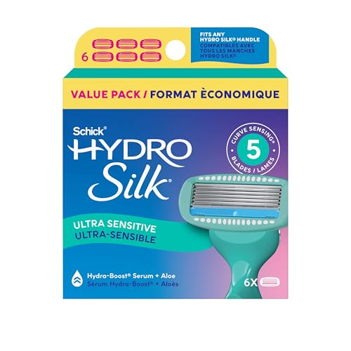 Schick Hydro Silk Ultra Sensitive Womens Razor Refills, 4ct | Razor Blades Refills, Womens Razors for Shaving, 5 Blade Razors for Women Sensitive Skin, Schick Hydro Silk Refill, 4ct