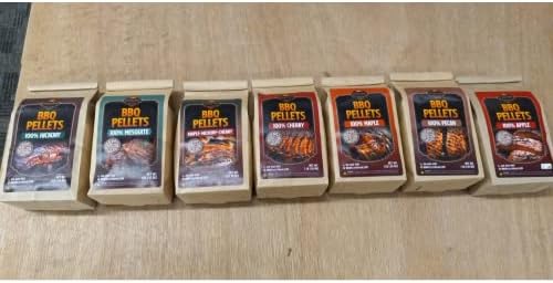 Lumber Jack BBQ Pellet 7 Varieties Pack - 1 Pound Bags - 100 Percent (Apple, Cherry, Pecan, Hickory, Maple-Hickory-Cherry