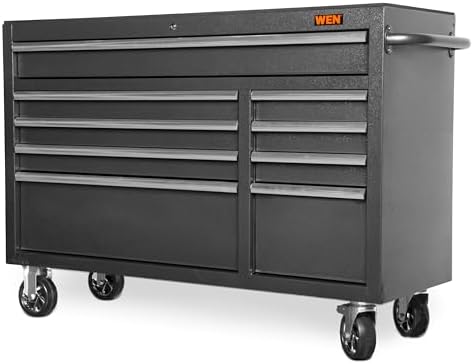 WEN 52-Inch Premium Rolling Tool Cabinet, Black, Heavy Duty 21-Gauge Powder-Coated Steel Construction, for Garage and Workshop (GG532B)