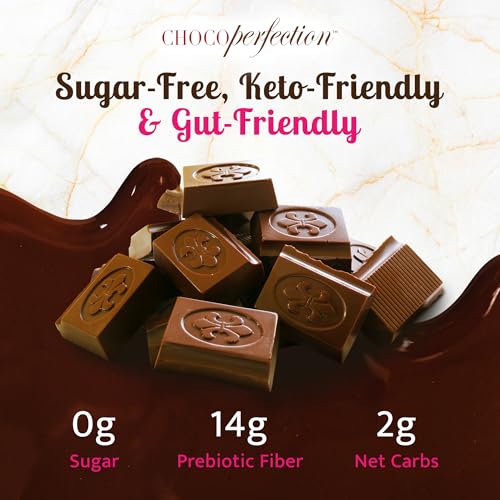 ChocoPerfection Dark Chocolate Bars - No Sugar Low Carb Snack - 12 Pack 50G