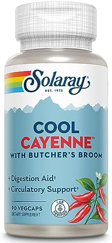 SOLARAY Cool Cayenne Pepper 40,000 HU with Butchers Broom for Healthy Circulation Support | 90 VegCaps