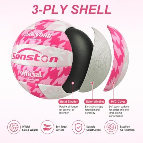 Senston Volleyball Official Size 5 Soft Waterproof for Indoor Outdoor Beach