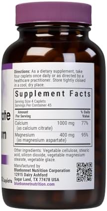 BlueBonnet Calcium Citrate Plus Magnesium Caplets, 90 Count | Bone Health; Non-GMO, Vegan, Kosher Certified, Gluten-Free, Soy-Free, Dairy-Free