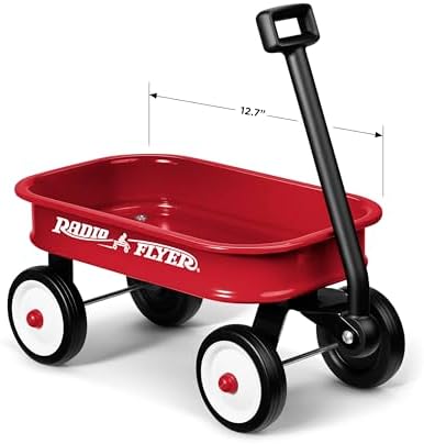 Radio Flyer Mini Classic Red Wagon for Kids, 12.5" Toy Wagon Ages Aged 1.5+ | Play-Size Version of the Classic, Durable Rolling Wheels & Steel Body, Working Handle, Toys, Crafts & Gift Displays