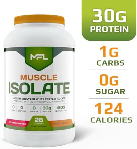 MFL 100% Isolate Protein l 30g of Protein l 12g Amino Acids l Keto Friendly l Low Carbs l 2 lbs. (Vanilla Bean)