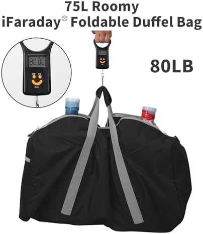 iFARADAY Foldable Duffel Bag Lightweight, 30 inch / 75L, Royal Blue