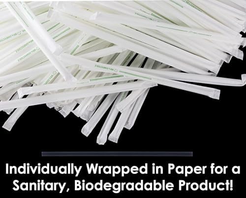 Clear Plastic Straws 200 Bulk Pack. Reduce Your Carbon Footprint With a Compostable, Plant-Based, Eco-Friendly Drinking Straw! Individually Wrapped