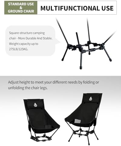 ONETIGRIS Dragonhide Oversized Camping Chair with Pillow Design, Comfortable Widened Seat Folding, 275 lbs Capacity