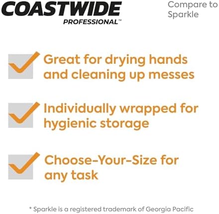 Coastwide Professional Choose-Your-Size Paper Towels, 2-Ply, White, 128 Sheets/Roll, 15 Rolls/Carton