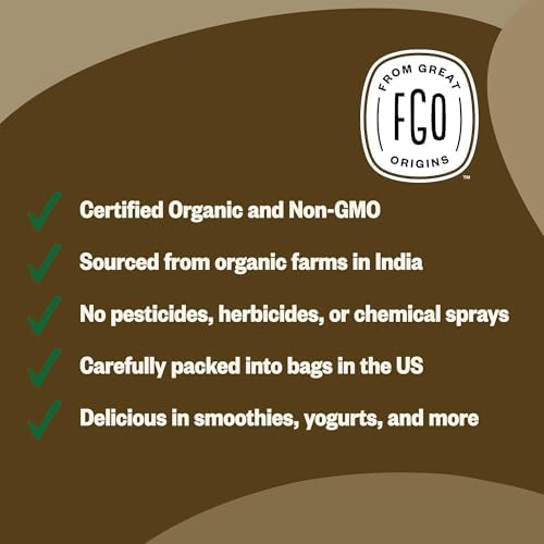 FGO Organic Ashwagandha Root Powder, 16oz Resealable Bulk Bag, Non-GMO, Indian Ginseng, Withania Somnifera, Sourced from India (Pack of 1)