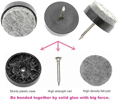 40pcs Furniture Felt Pad Heavy Duty Nail-on Chiar Slider Glide Pad Floor Protector for Wooden Furniture Chair Tables Leg Feet(Φ20mm or 0.8";Black)