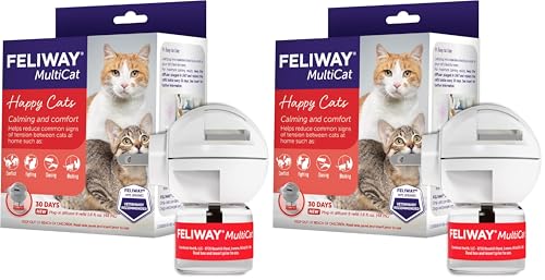 FELIWAY MultiCat Cat Calming Pheromone Diffuser Kit | Helps Reduce Fighting, Tension and Aggression Between Cats due to Stress for Multi‑Cat Homes, 30 Day Supply