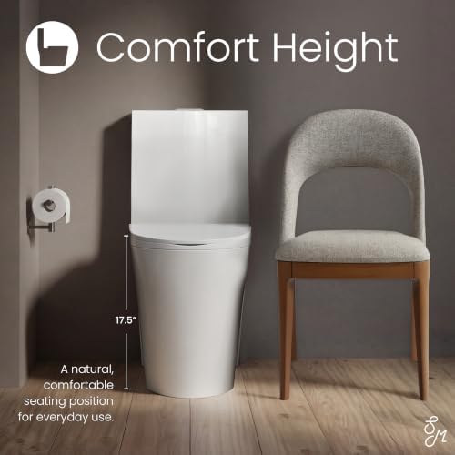 St. Tropez Comfort Height One-Piece Elongated Toilet, Vortex Dual-Flush 1.1/1.6 GPF, White Hardware