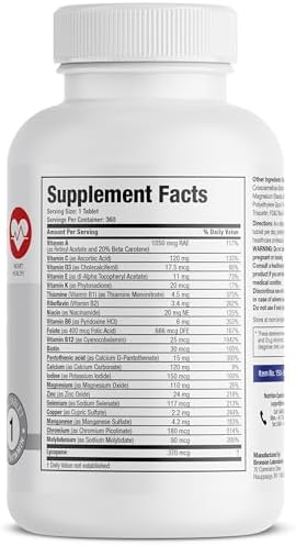 Bronson ONE Daily Mens 50+ Complete Multivitamin Multimineral, 180 Tablets | Once-Daily, Targeted Nutrition For Active Men Over 50, Non-GMO, Gluten-Free, Soy-Free