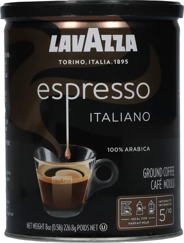 Lavazza Espresso Ground Coffee, Medium Roast, 100% Arabica, 8 oz Tin (Pack of 4)