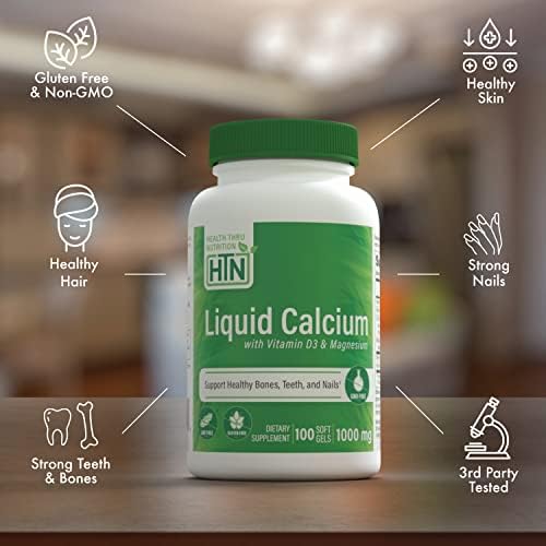 Health Thru Nutrition Liquid Calcium 1000mg, Magnesium 400mg, Vitamin D3 1,000iu and Boron | Bone Restore & Strength with 6 Calcium Complex | 3rd Party Tested | Non-GMO Gluten Free (Pack of 100) | Calcium 1000mg, Magnesium 400mg, Vitamin D3 1,000iu and B…