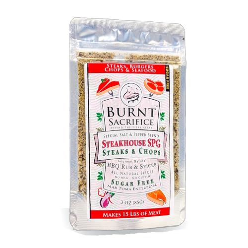 Burnt Sacrifice Steakhouse SPG Rub for Steaks and Prime Rib- (3 Ounces, Makes 15 Pounds) All Purpose Seasoning (Salt Pepper, Garlic)