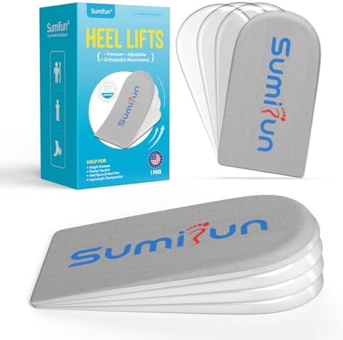 Sumifun Heel Lift, 4-Layer 1 Inch Gel Shoe Lifts for Women Uneven Legs, Adjustable Orthopedic Heel Lifts for Heel Pain and Leg Length Discrepancy