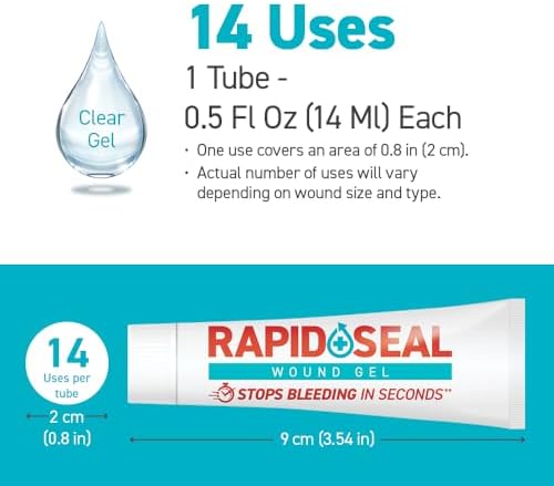 Rapid-Seal Hemostatic Wound Gel, 2 Tube, Stops Bleeding in Seconds