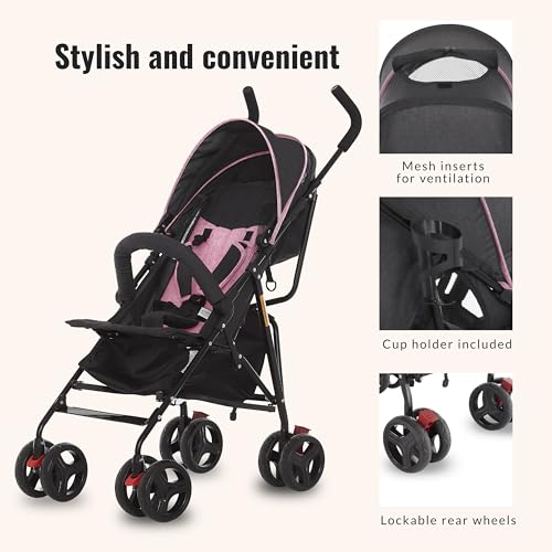 Dream On Me Vista Moonwalk Baby Stroller in Light Gray, Lightweight Infant Stroller with Compact Fold