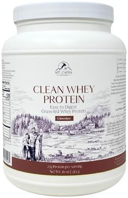 Mt. Capra Clean Whey Protein | Grass-Fed Undenatured Goat Whey Protein Powder | 24 g Protein Per Serving, All Natural, Non-GMO, High in Branch Chain Amino Acids | Unsweetened | 15 Servings - 16 oz