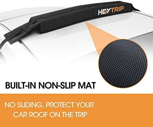 HEYTRIP Universal Soft Roof Rack Pads for Kayak/Surfboard/SUP/Canoe with 15FT Tie-Down Straps and Storage Bag