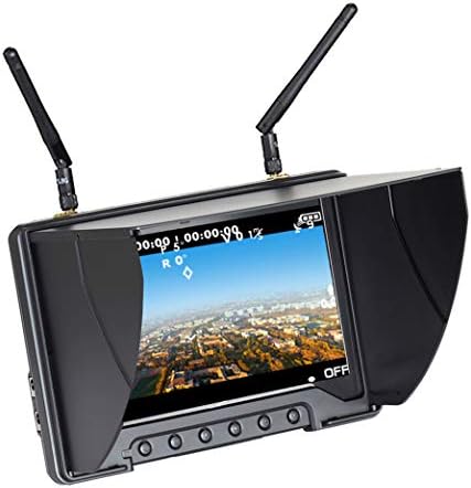 Black Pearl Diversity Monitor RC801 FPV Monitor with DVR 5.8Ghz 40CH 7inch FPV Screen Receiver Built in Battery with Sunshade Hood for RC Racing