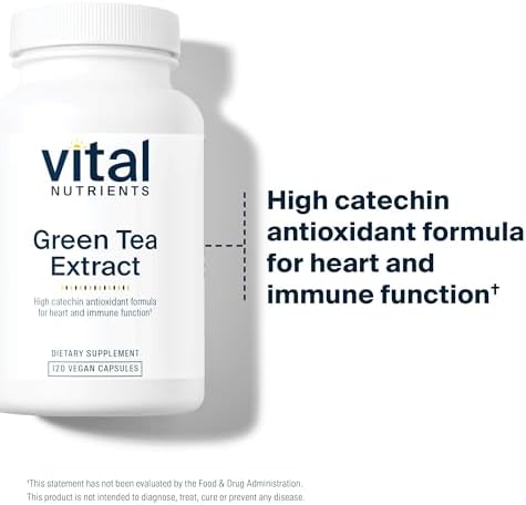 Vital Nutrients Green Tea Extract 550mg - Potent Antioxidant for Heart & Immune Health* - Polyphenols Supplement with EGCG - Gluten, Dairy