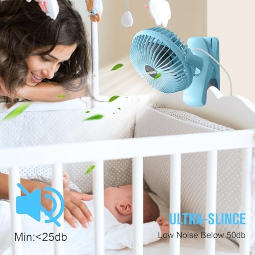 BESKAR USB Clip on Fan, Portable Small Desk Fan with Cord Powered