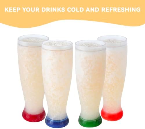 Lily's Home Freezer Beer Mugs - Set of 4 Freezable Gel-Filled 16 oz BPA-Free Acrylic Frozen Mugs for Outdoor Entertaining and Gifting