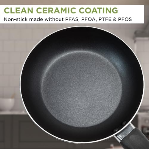Ecolution Easy Clean Ceramic Nonstick Cookware Set, Dishwasher Safe Kitchen Pots and Pans Set, Comfort Grip Handle, Even Heating