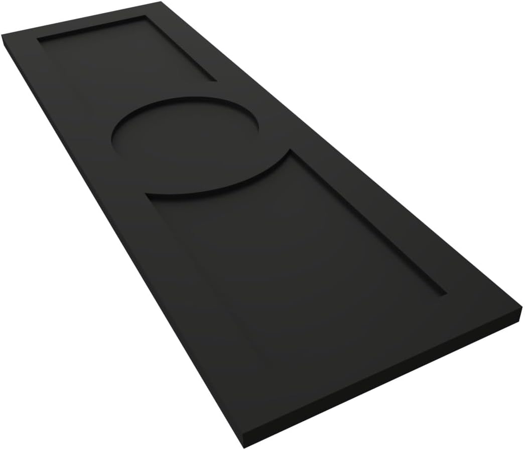 12"W x 55"H True Fit PVC Center Circle Arts & Crafts Fixed Mount Shutters, Black (Per Pair - Hardware Not Included)