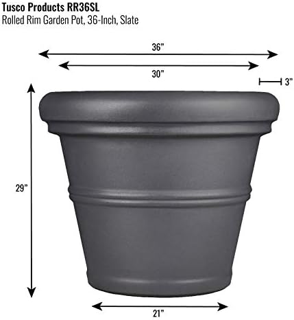 Tusco Products T30 Rolled Rim Pot, Round, Terra Cotta, 30-Inch