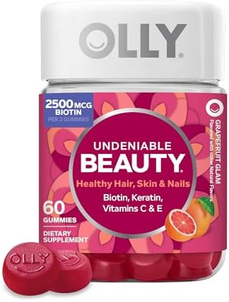 OLLY Hair Skin and Nails Gummies, Undeniable Beauty, Biotin - 60 Count