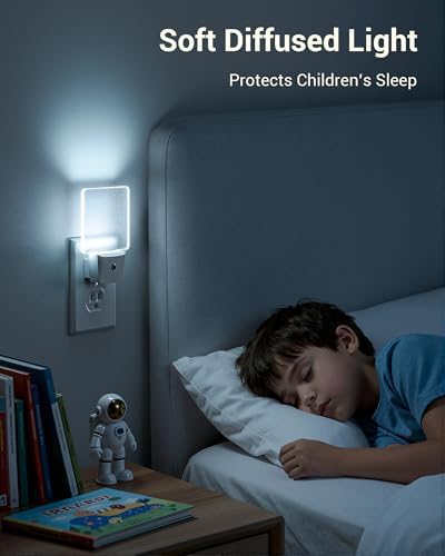 DEWENWILS Night Lights Plug into Wall, Plug in LED Night Lights 4 Pack | Dusk to Dawn Sensor, Cool White, Frosted Acrylic Shade for Bathroom