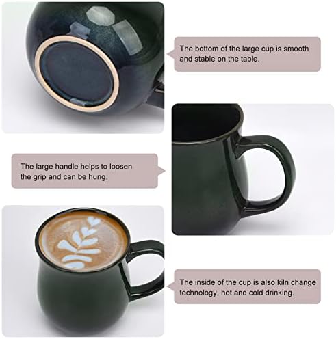20 Oz Large Ceramic Coffee Mugs with Handle(Ink Green) | 600ml Handmade Tea Cup for Office and Home, Microwave and Dishwasher Safe