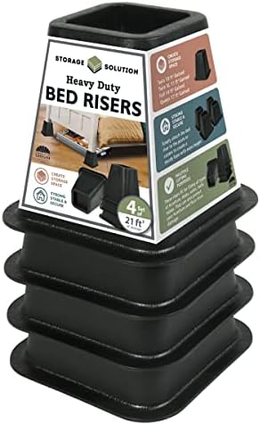J&V TEXTILES Bed Furniture Risers - Elevation in 6 Inch Heavy Duty Risers for Sofa and Table - Supports up to 1,300 lbs - (Set of 4 Riser, Black)
