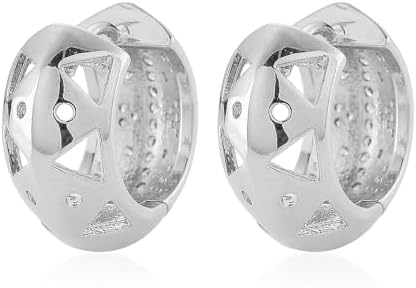 Cubic Zirconia Hoop Earrings in Silvertone