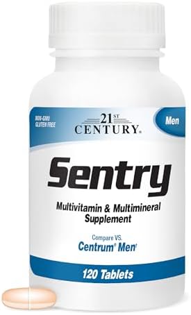 21st Century Sentry Men Multivitamin Tablets, Daily Support, 120 Count | Complete Daily Multivitamin & Multimineral, Compare VS. Centrum® Men