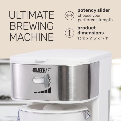 Homecraft 3-Quart Iced Coffee and Tea Maker with Filter Basket, Flavor Enhancer, Adjustable Brew Strength, Black