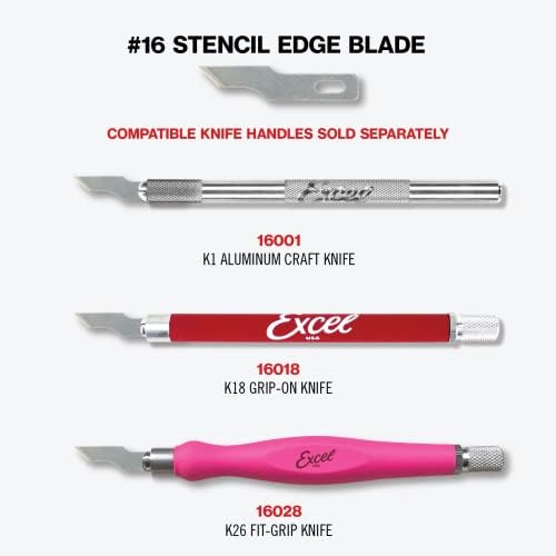 Excel Blades #16 Angled Stencil Edge Replacement Blades – 100-Pack High Carbon Steel Blades for Precision Cutting