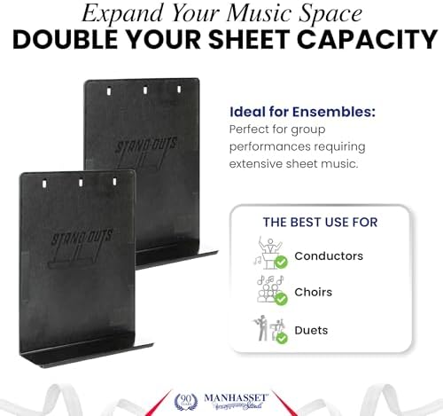 Manhasset M91 Music Stand Shelf Extenders - Pair | Pair of Music Stand Shelf Extenders, Extra Support for Oversized Scores, Books and Sheet Music