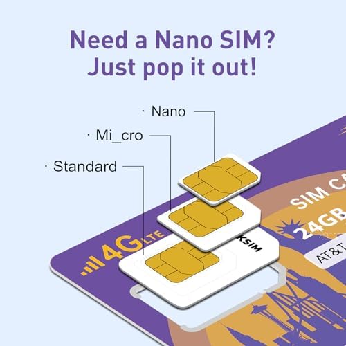 Data SIM Card 24GB 365Days Works with Verizon, AT&T and T-Mobile | 4G LTE USA Data Only, Compatible with Unlocked Security Camera/Router/Mobile WiFi Hotspot/Tablet/Trail Devices