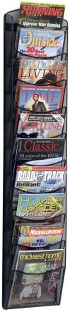 Safco Onyx Mesh Magazine Holder, Display Rack with 10 Pockets, Brochure Organizer, Commercial-Grade Steel Construction, Black
