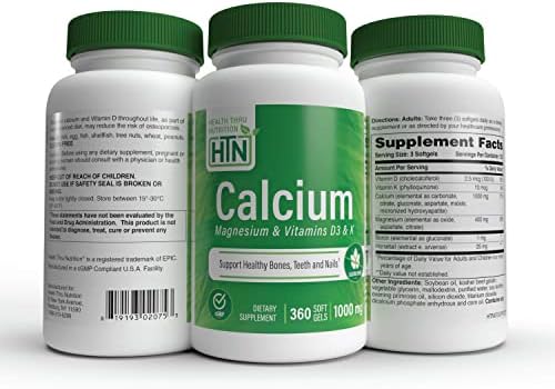 Health Thru Nutrition Liquid Calcium 1000mg, Magnesium 400mg, Vitamin D3 1,000iu and Boron | Bone Restore & Strength with 6 Calcium Complex | 3rd Party Tested | Non-GMO Gluten Free (Pack of 100) | Calcium 1000mg, Magnesium 400mg, Vitamin D3 1,000iu and B…