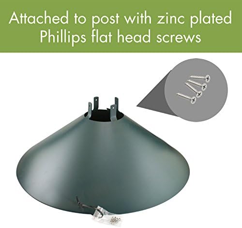 Woodlink Metal 4 x 4 Inch Wrap Around Bird Feeder Squirrel Baffle Guard Pole Posts to Deter Squirrels, Racoons, and Critters from Bird Feeders, Green