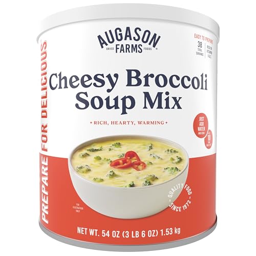 Cheesy Broccoli Soup Mix Emergency Food Supply, 38 Servings, 10 Year Shelf Life, Good Source of Vitamin A & C - Dehydrated Meals, Resealable Can, Survival Food Camping Essentials, Just Add Water | Emergency Food Supply, Everyday Meals, 38 Servings